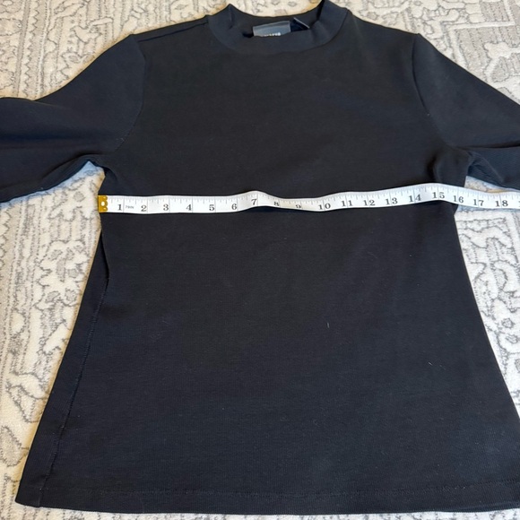 Maeve  by anthropology basic black fitted mock turtleneck ribbed shirt - Picture 3 of 7